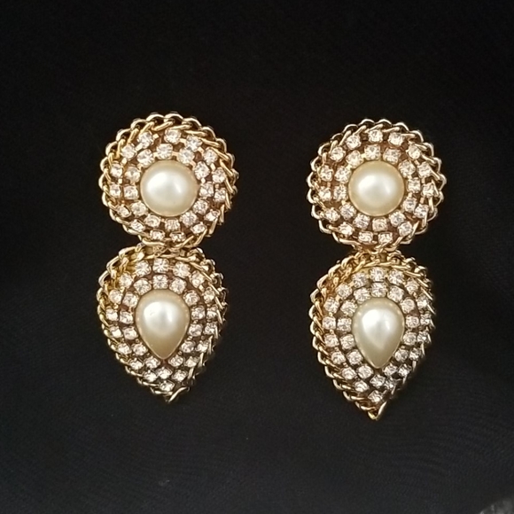 Vintage Designer Clip on gem Earrings - Picture 1 of 1
